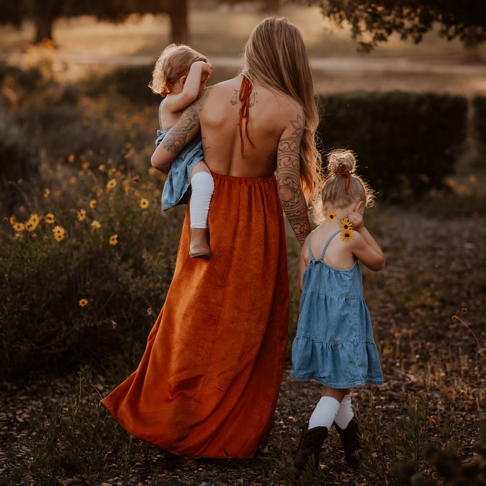 Burnt orange backless maxi
